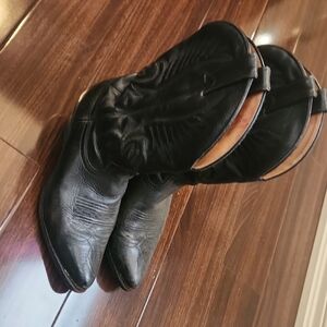 Women's Black Leather Ankle Booties with Pointed Toe